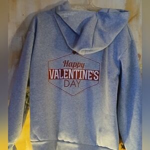 Gray Zip-Up Hoodie Valtine Day